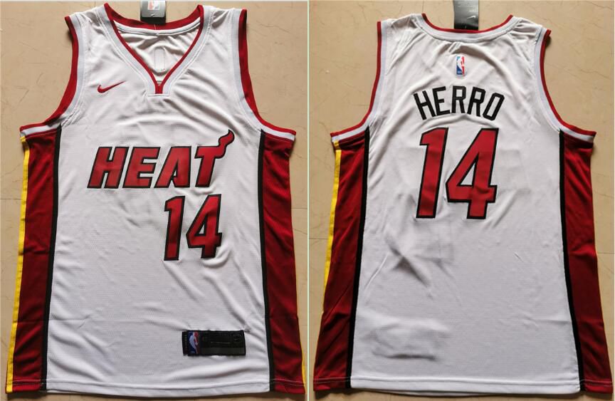 Men Miami Heat 14 Herro White Nike Game NBA Jerseys
